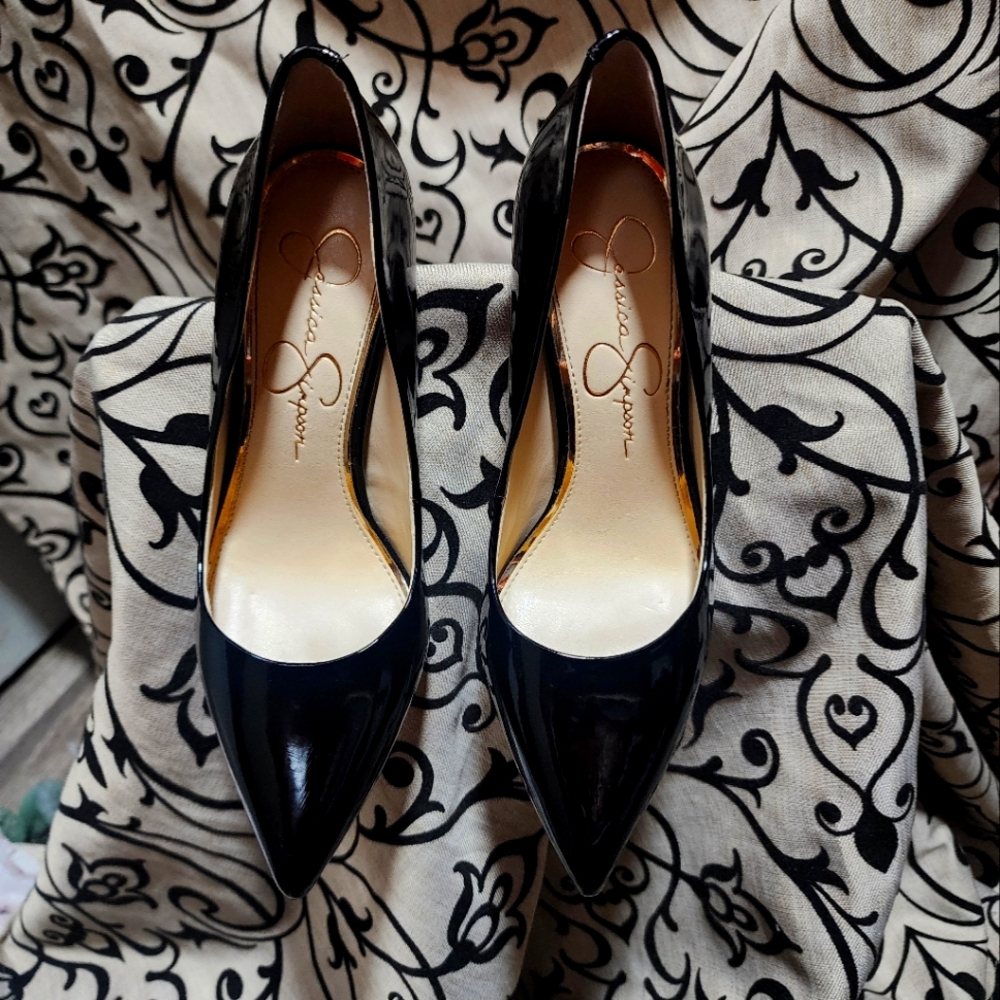 Jessica Simpson Cassani Stilettos Black Patent Leather Size 6m